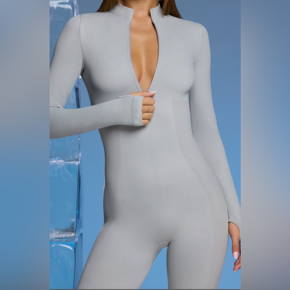 Super sculpt base layer jumpsuit in light grey size medium